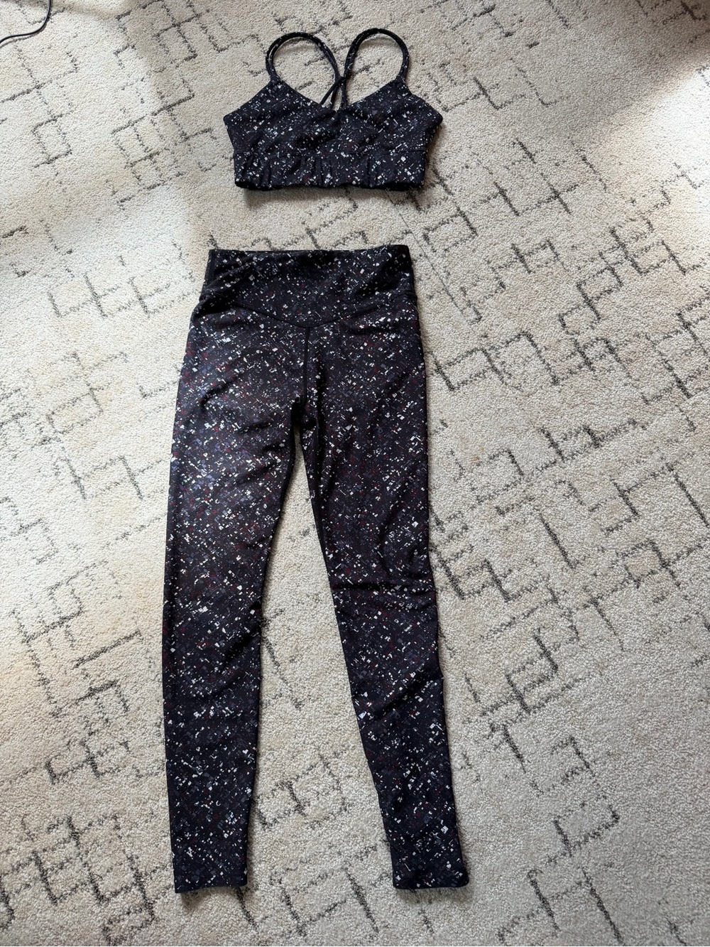 JoyLab Black Speckled High-Waist Leggings & Strappy Sports Bra